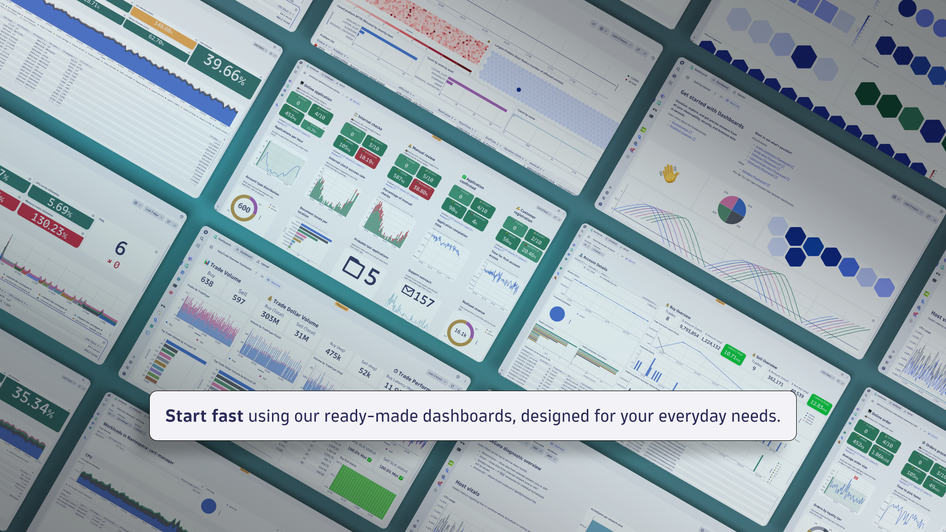 Start fast using our ready-made dashboards, designed for your everyday needs.