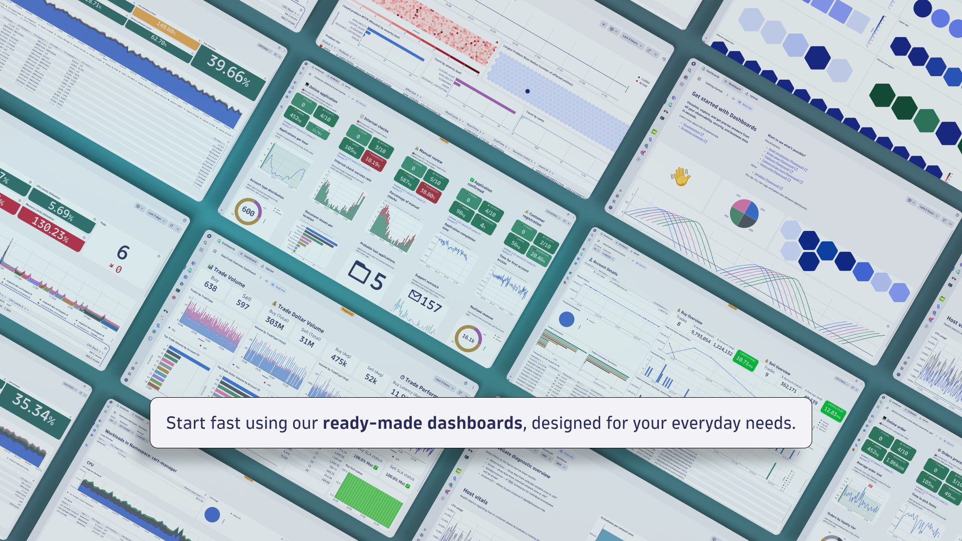 Start fast using our ready-made dashboards, designed for your everyday needs.