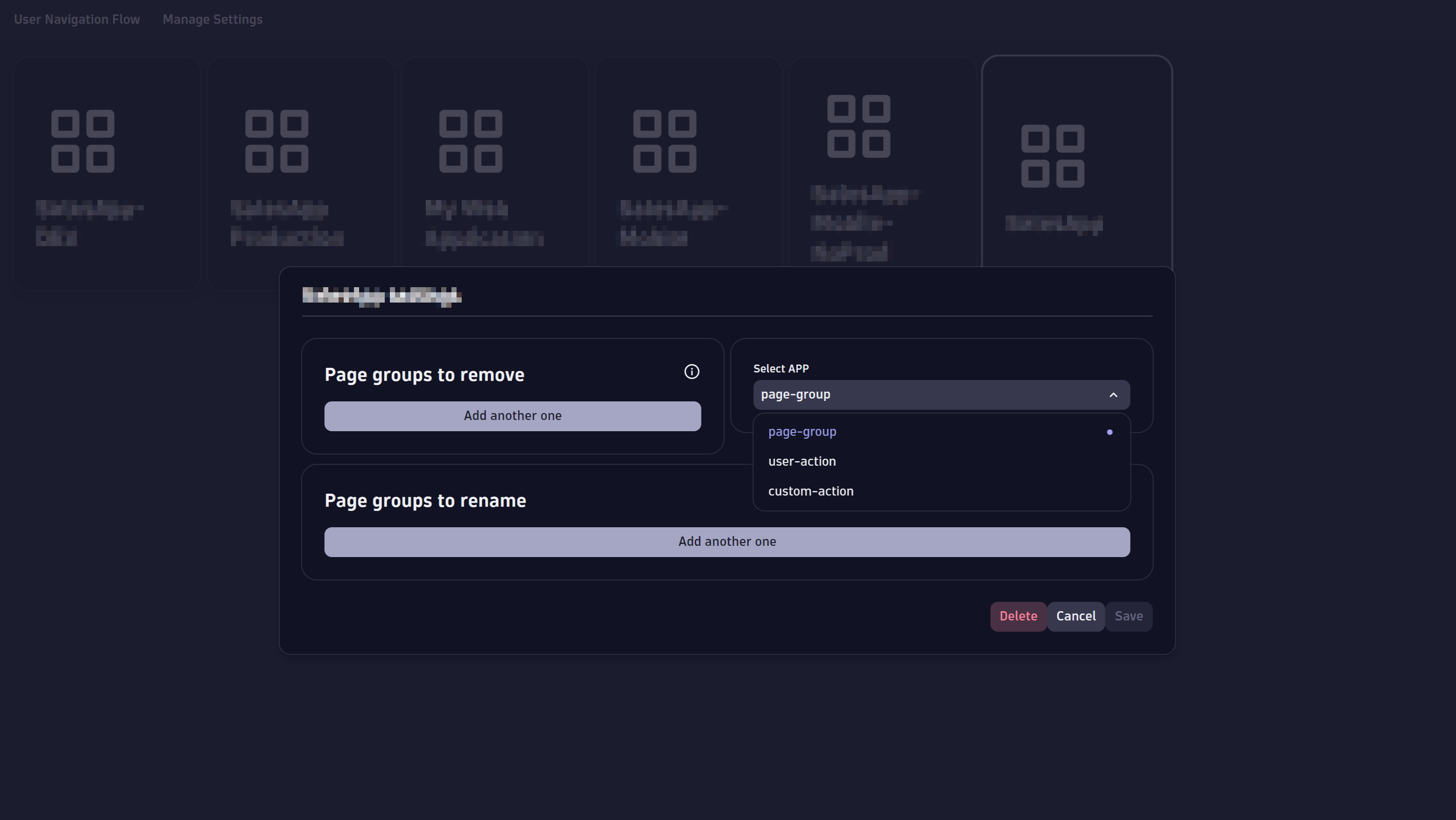 settings page