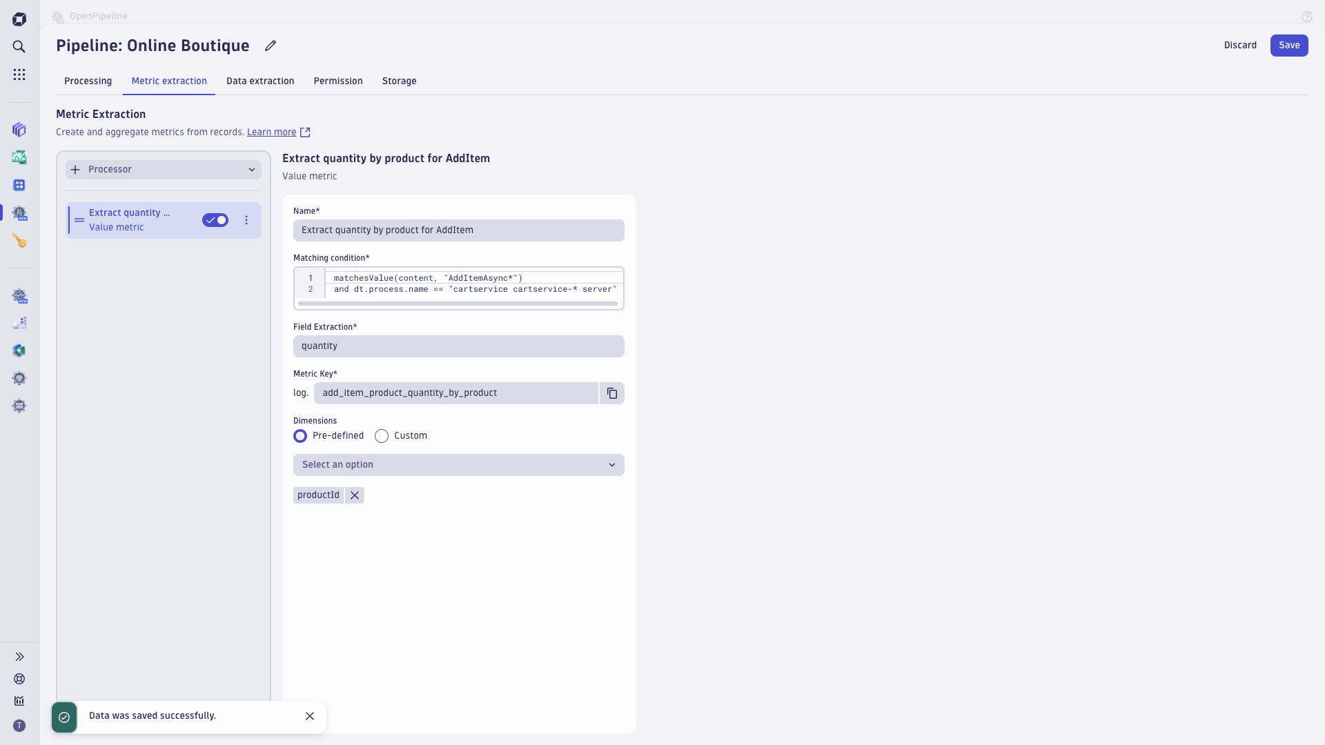 Extract metrics from your log record.