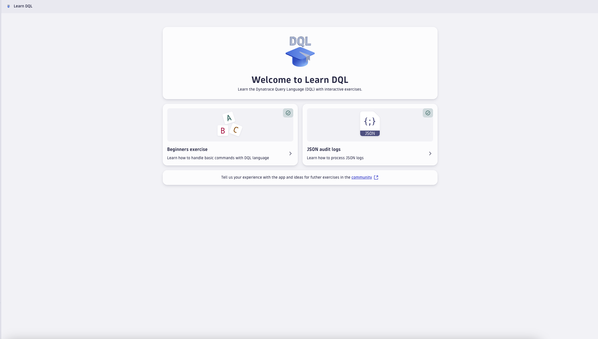 Learn DQL landing page
