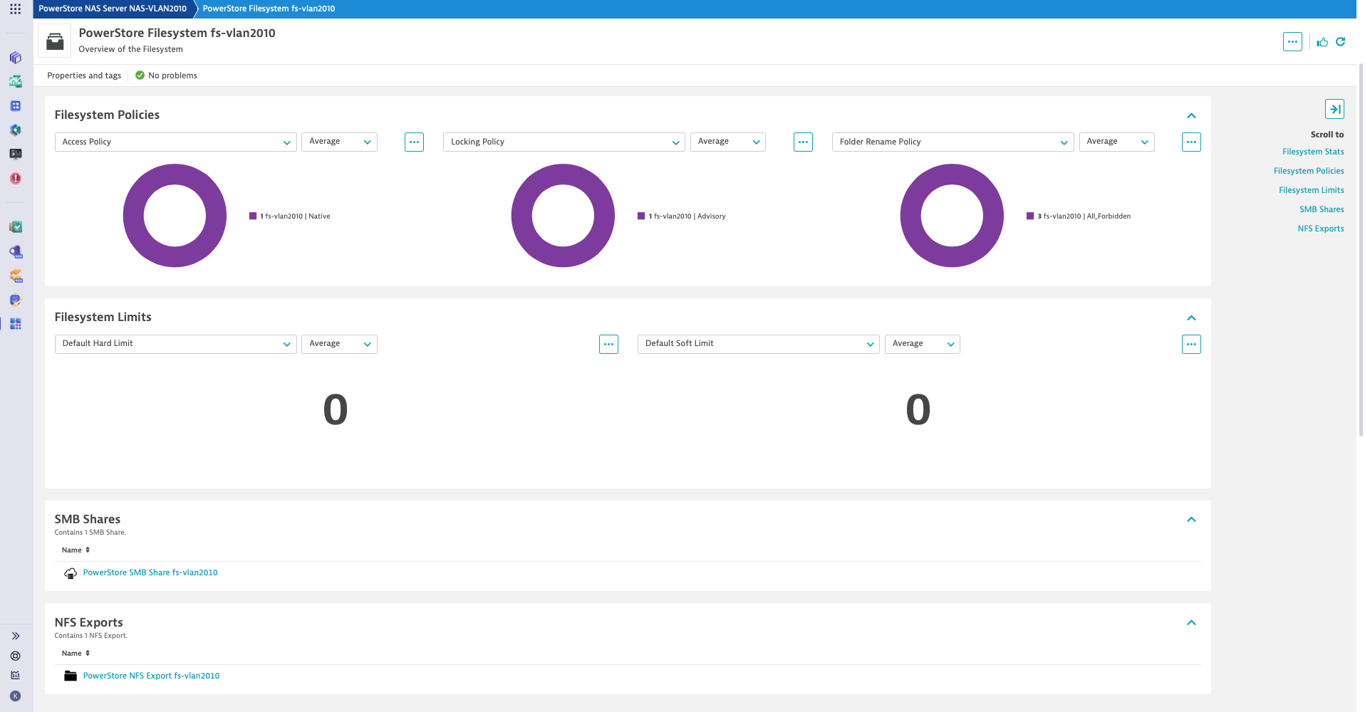 PowerStore filesystem with SMB and NFS shares related to it