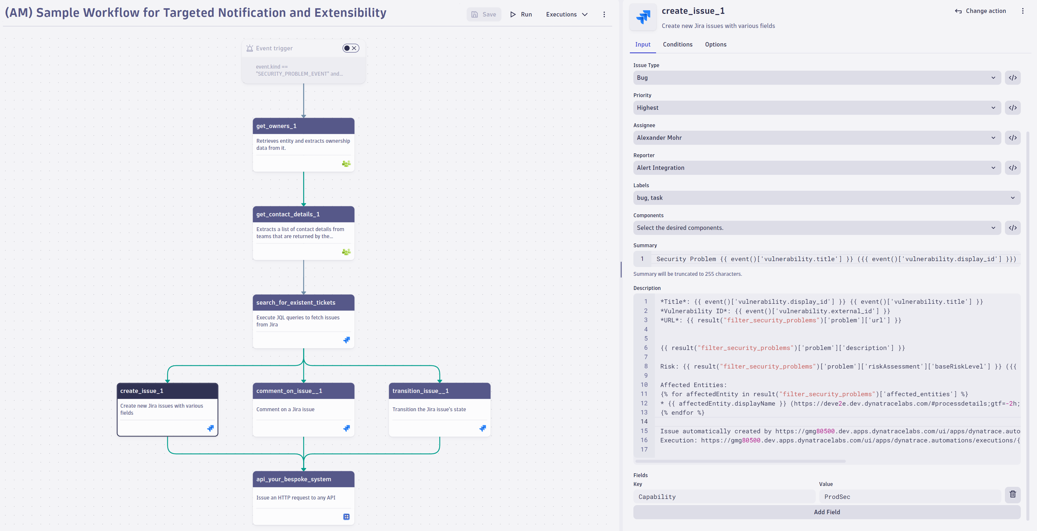 Create a Jira ticket within your workflow, query for available tickets, resolve tickets by ticket transition, and comment on or update tickets.