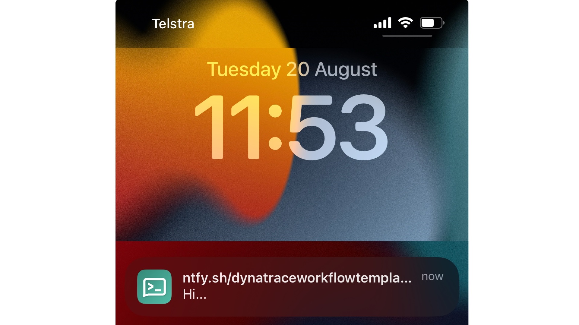 Example push notification on a mobile device