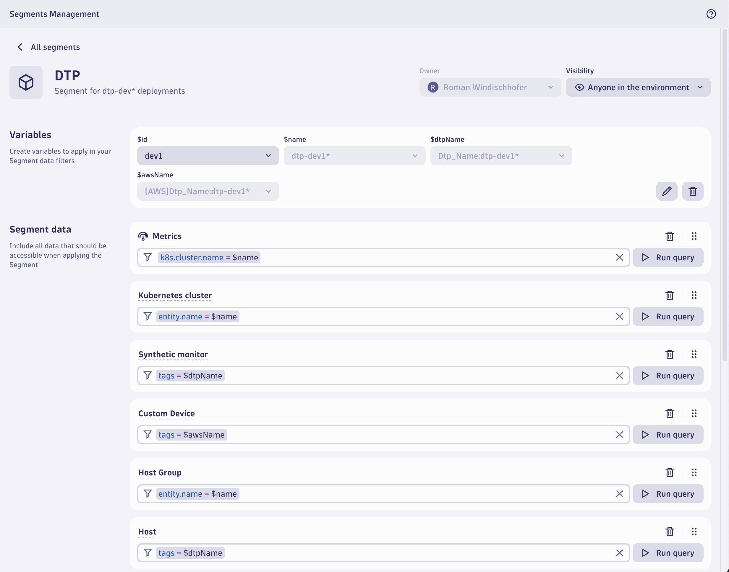 Configure segment to span multiple domains