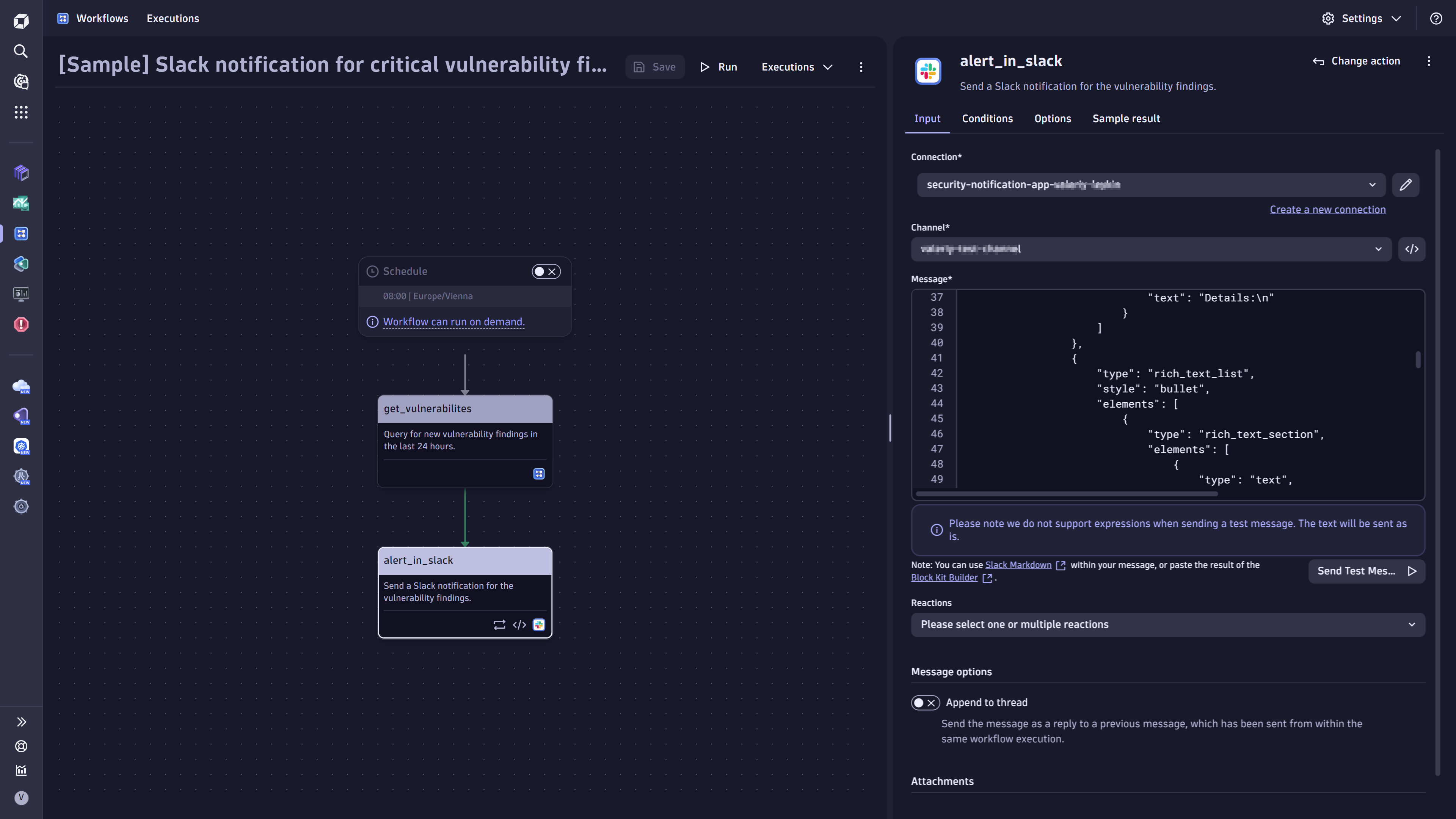 Slack workflow.