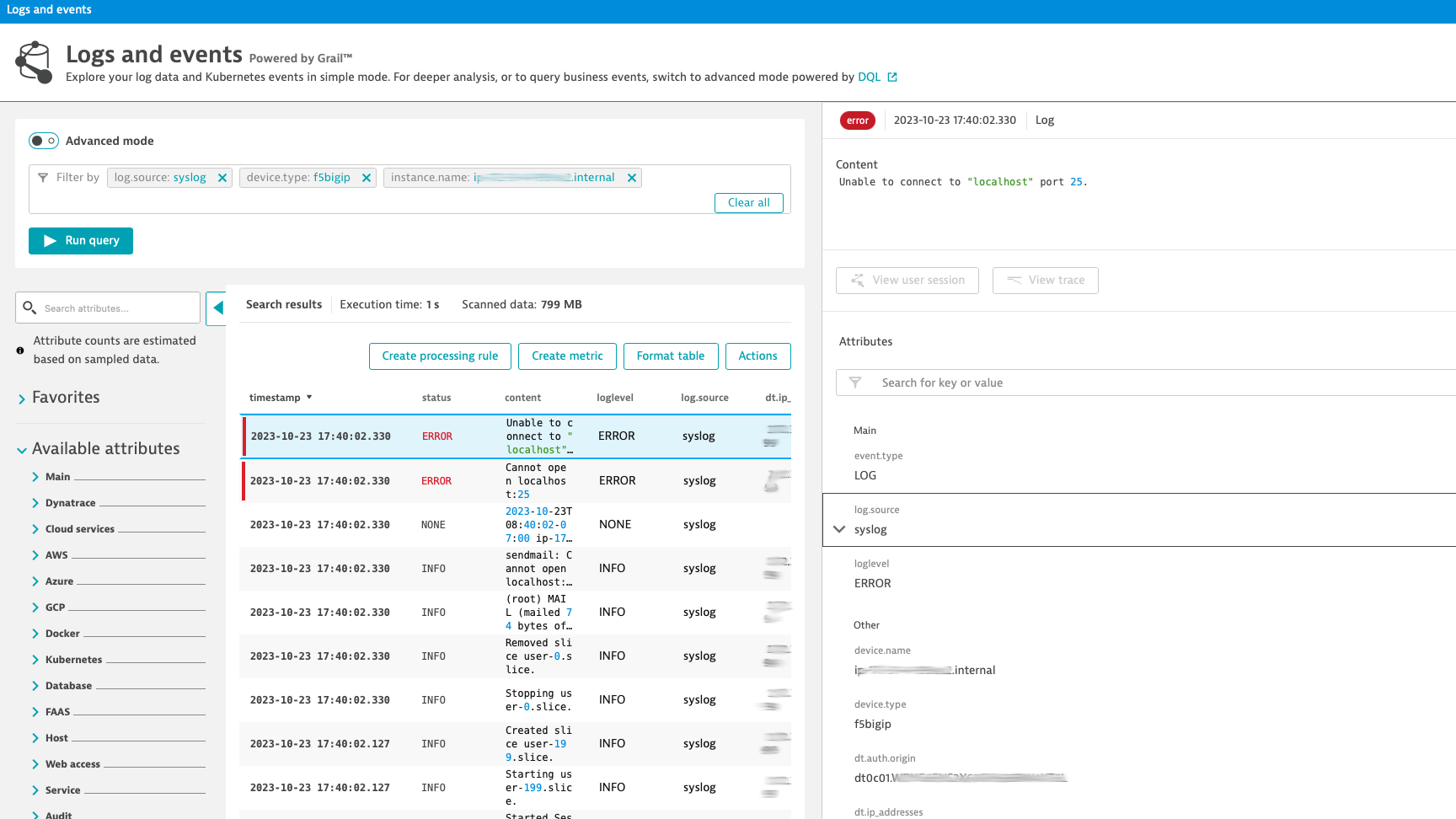 Troubleshooting use case: Error syslogs from f5 BIG-IP instance