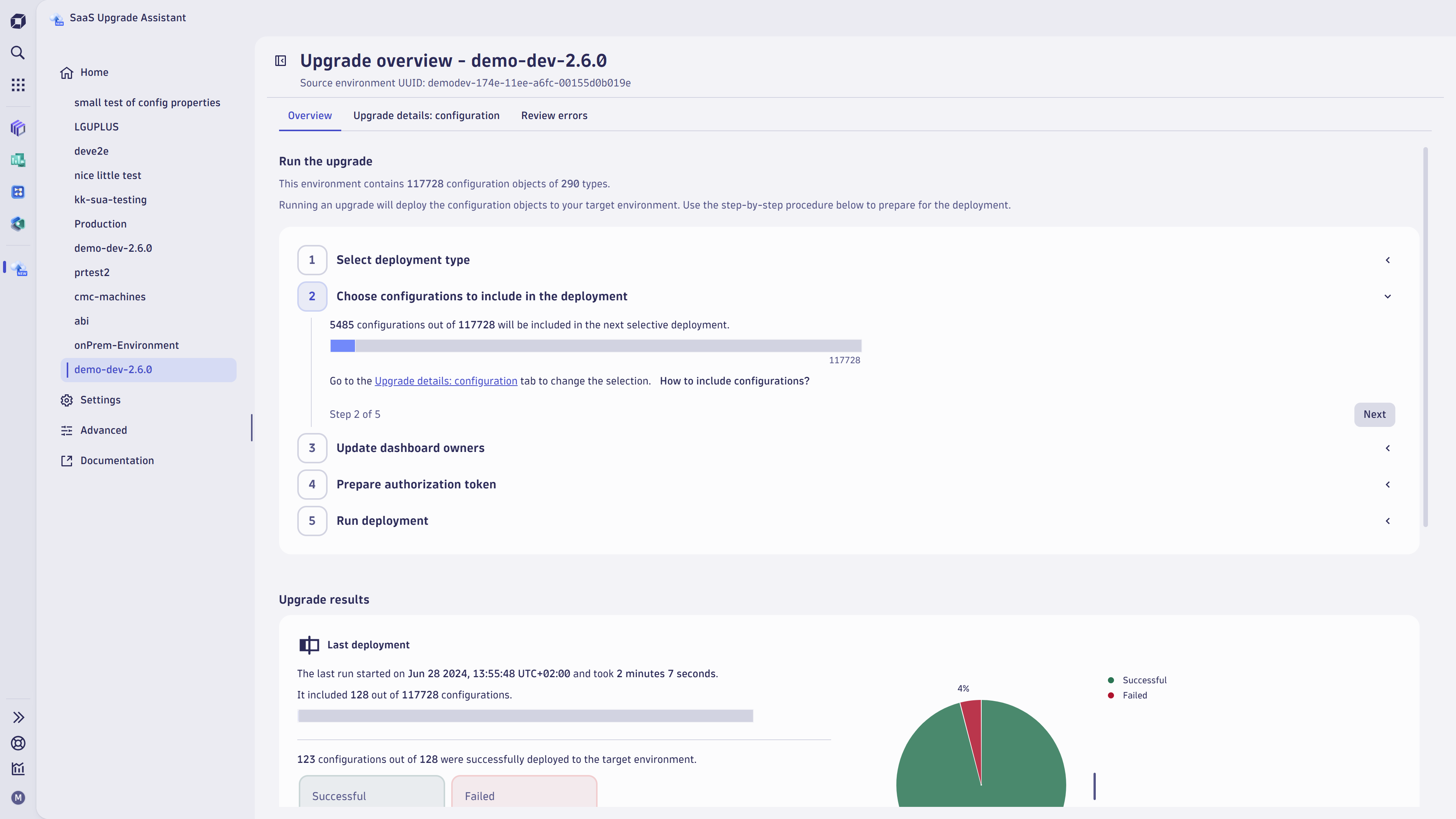 Deploy your exported configuration and get an easy-to-understand report on how much configuration was replicated in your target environment.