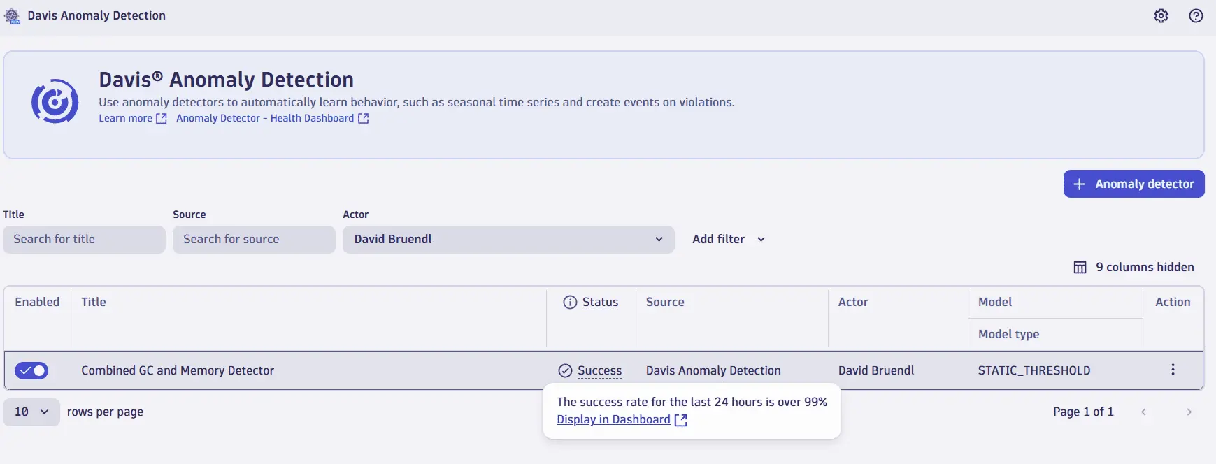 Example: Access ready-made Health Dashboard from Davis Anomaly Detector