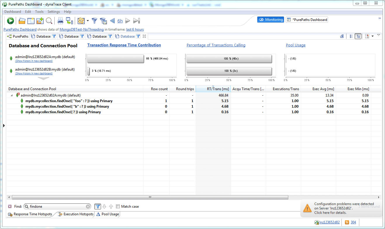Database dashlet