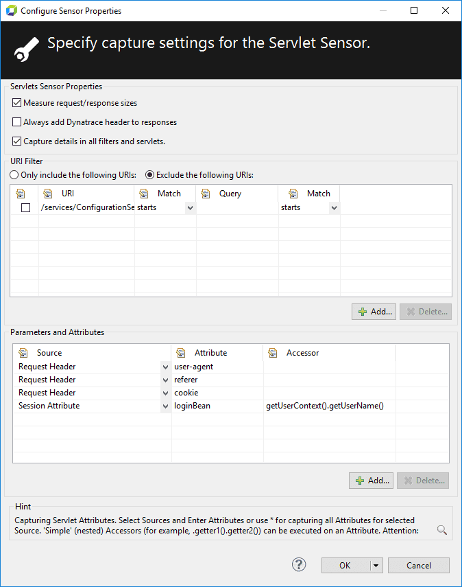 Configured Servlets sensor