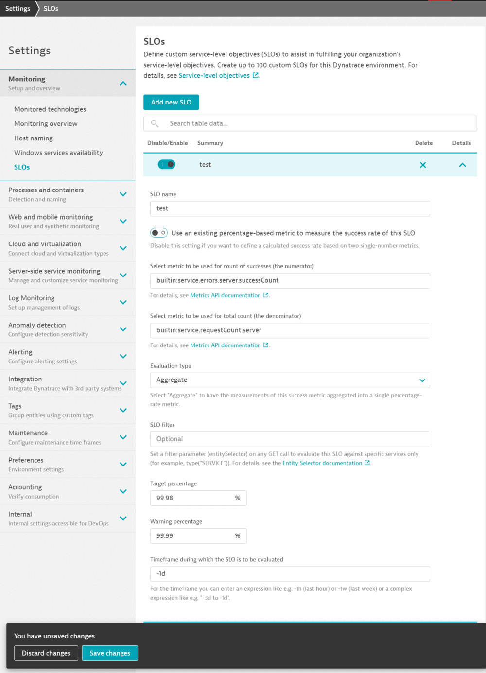 Configure and monitor servicelevel objectives with Dynatrace
