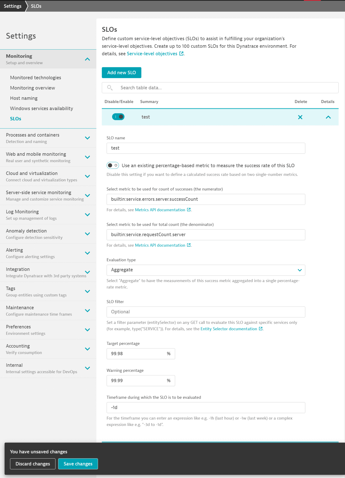 Configure and monitor servicelevel objectives with