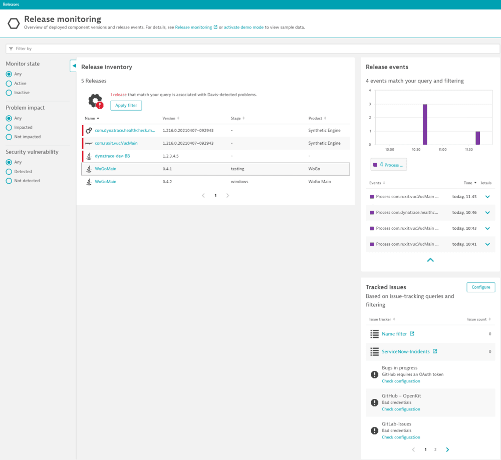 Monitor releases with Dynatrace Dynatrace Documentation