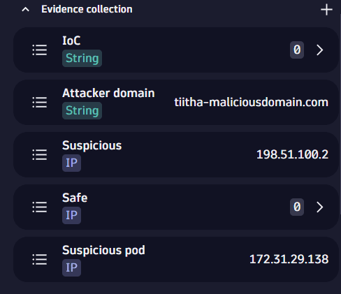 Add attacker domain as evidence