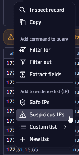 Add IPs as evidence from the query results