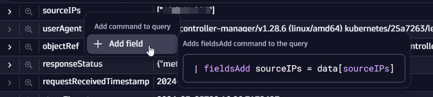Add field to query input