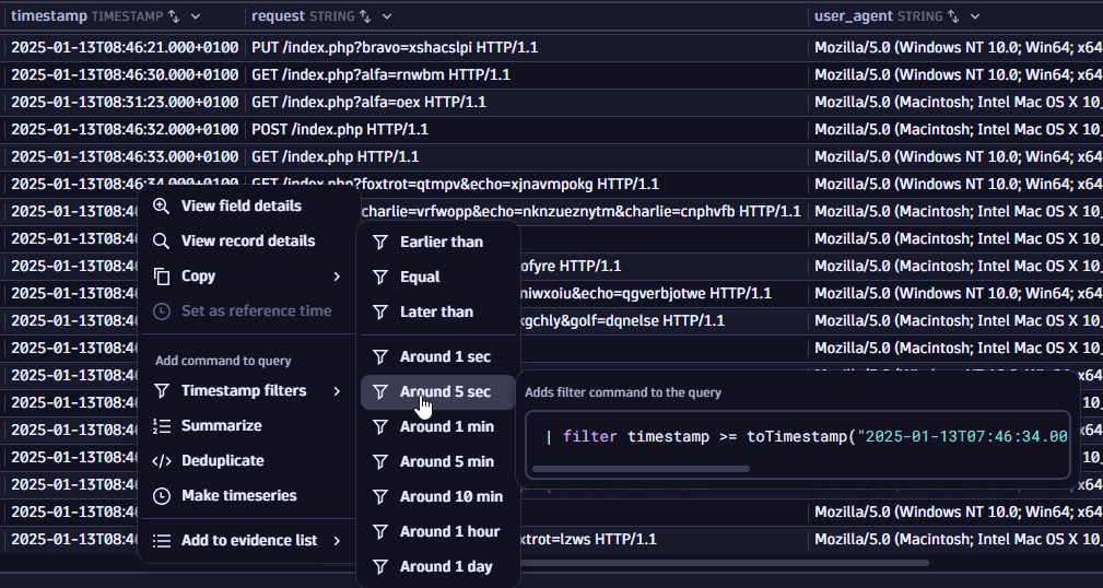 timestamp filters