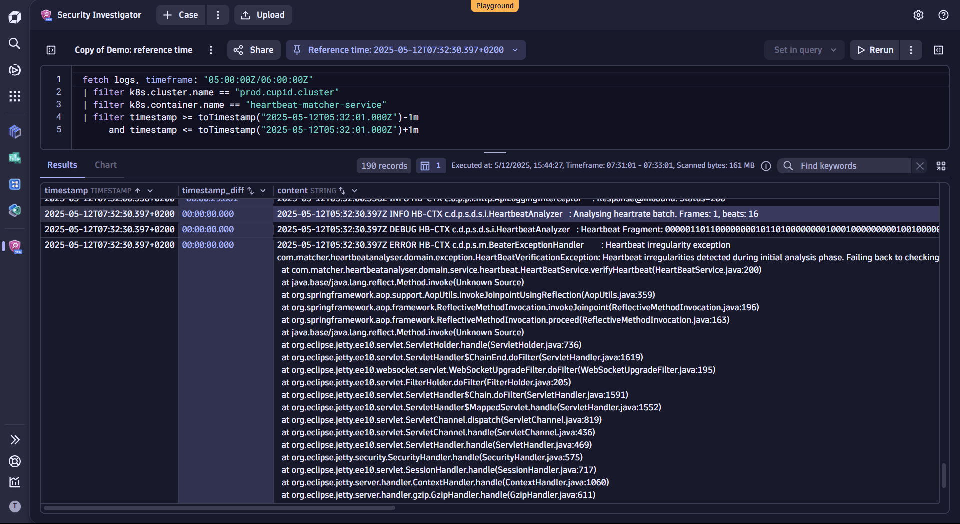 stack trace
