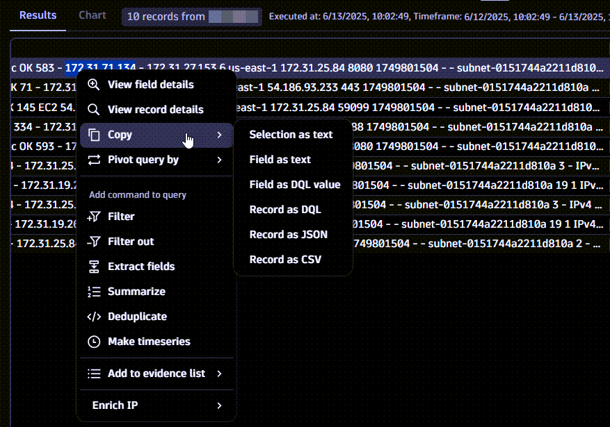 copying options