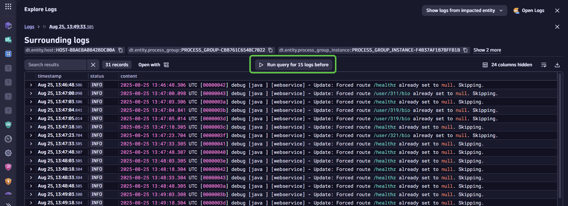navigate logs
