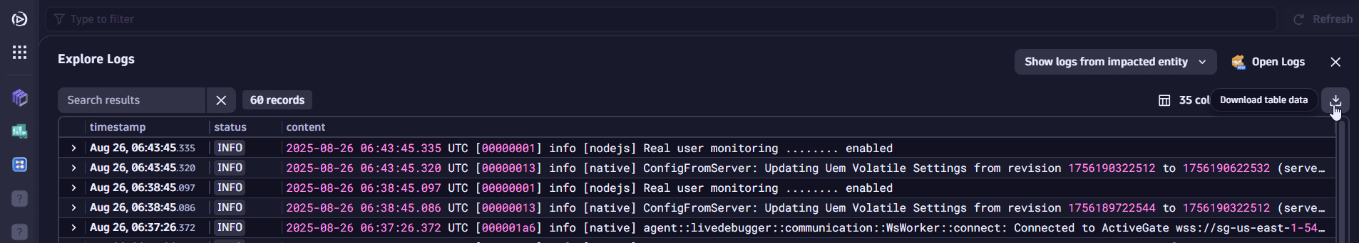 csv for dql data