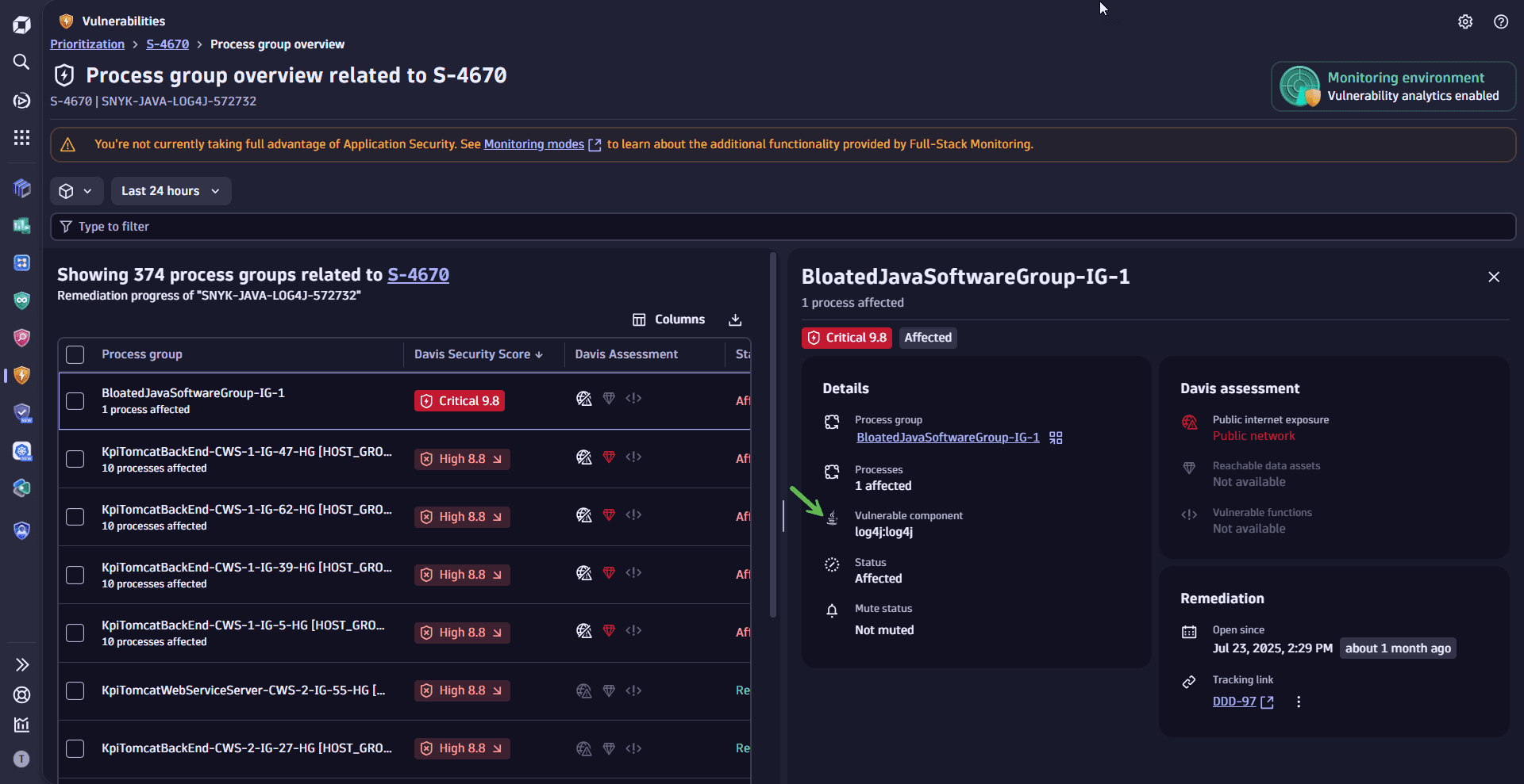 vulnerable component on overview of PG