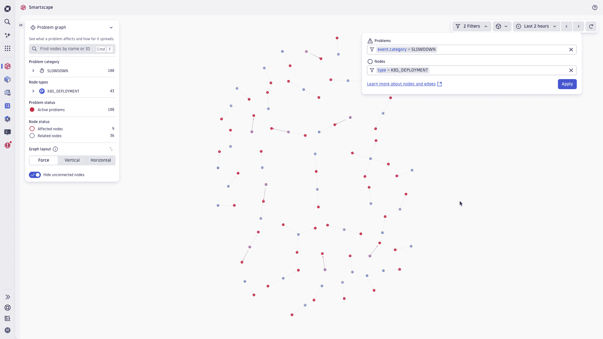 Screenshot: it shows how you can adhoc filter Smartscape views.