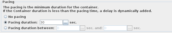 Actions container - set pacing