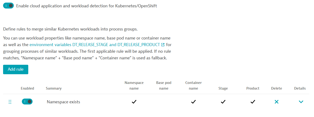 Add a Namespace exists rule for Kubernetes.