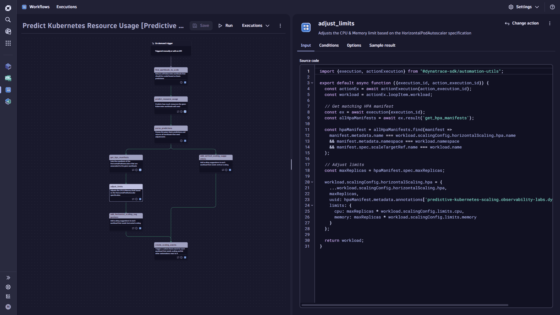 Use case: Predictive Autoscaling for Kubernetes Workloads - Predict Kubernetes resources usage workflow -adjust limits task