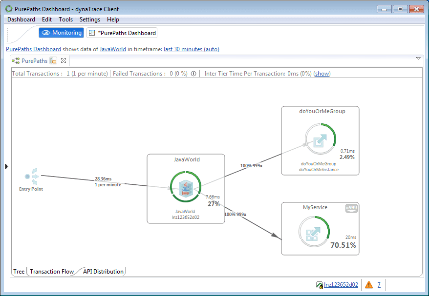 Screenshot 9: Transaction Flow view of external API service calls