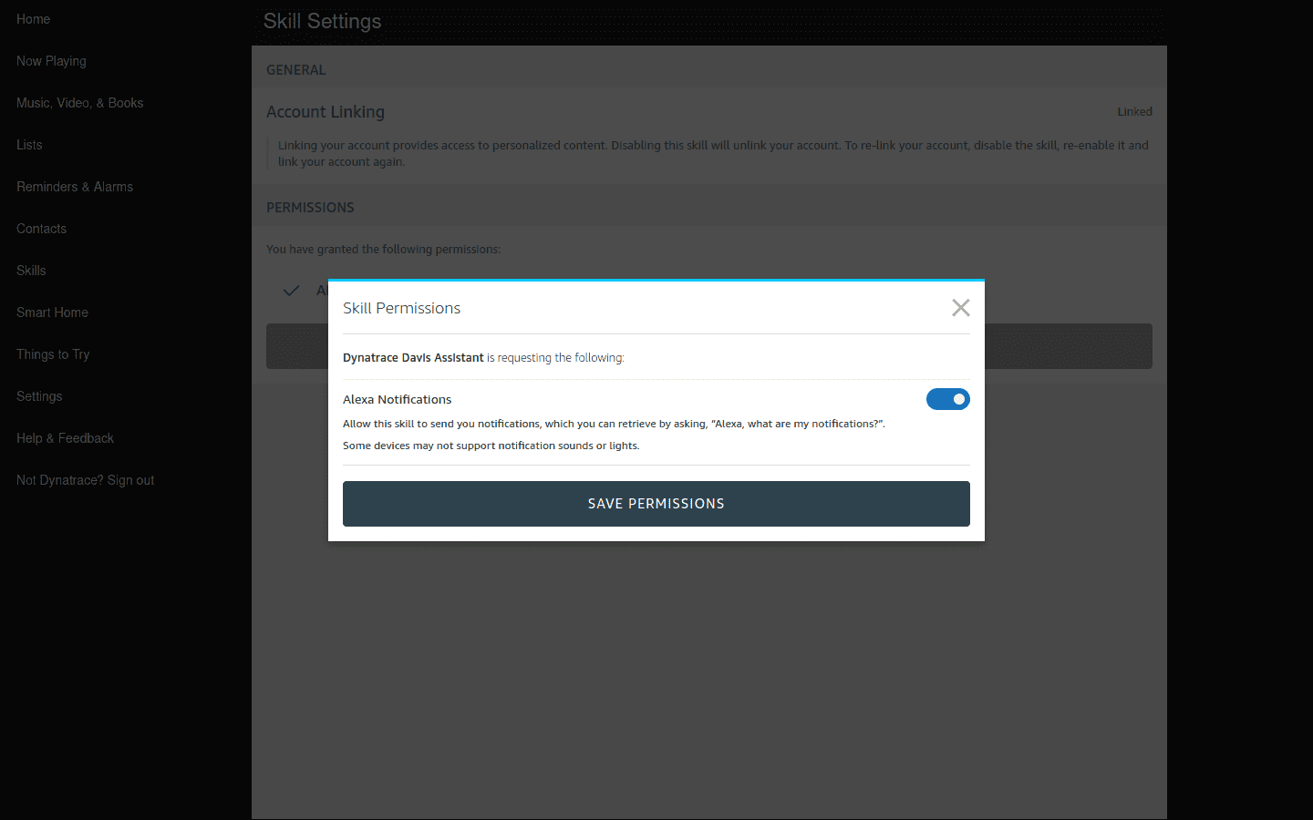 Alexa notification permission