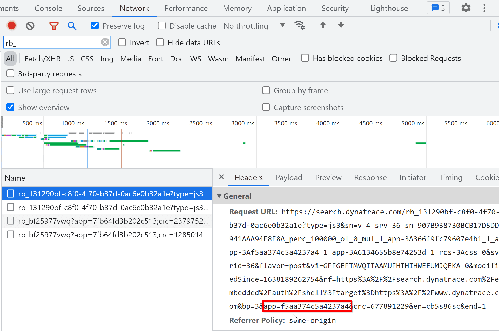 App parameter added to the query string