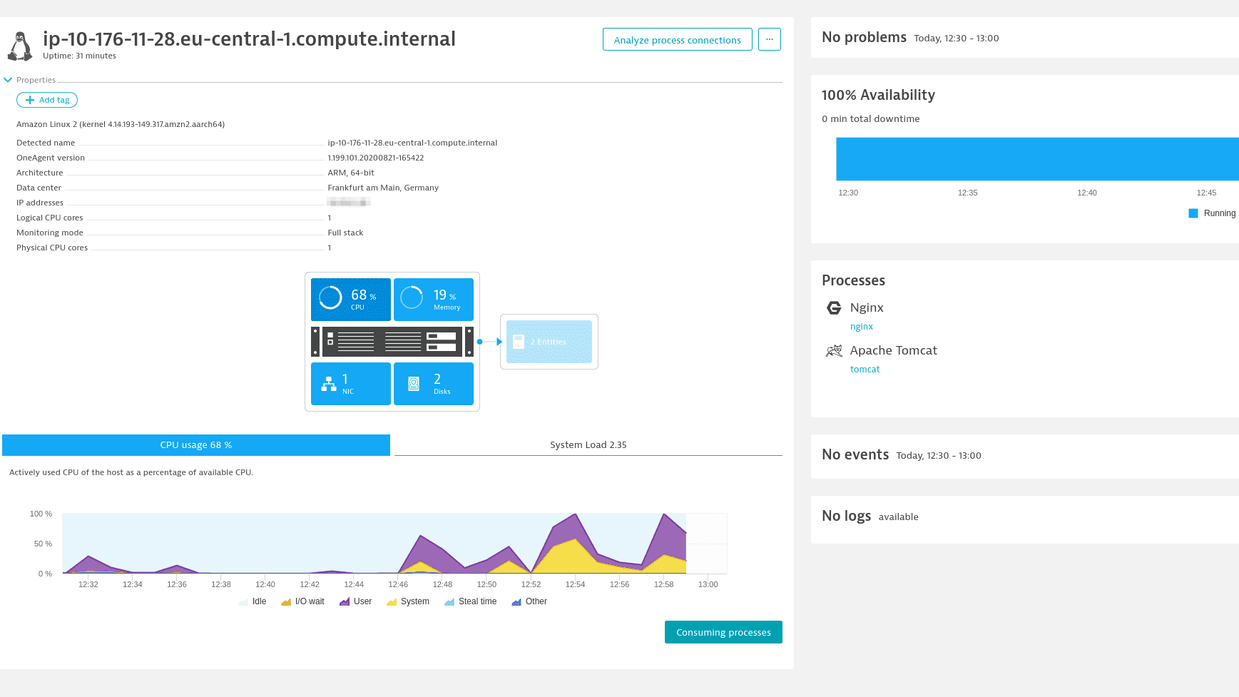 AWS Graviton2 monitoring screenshot