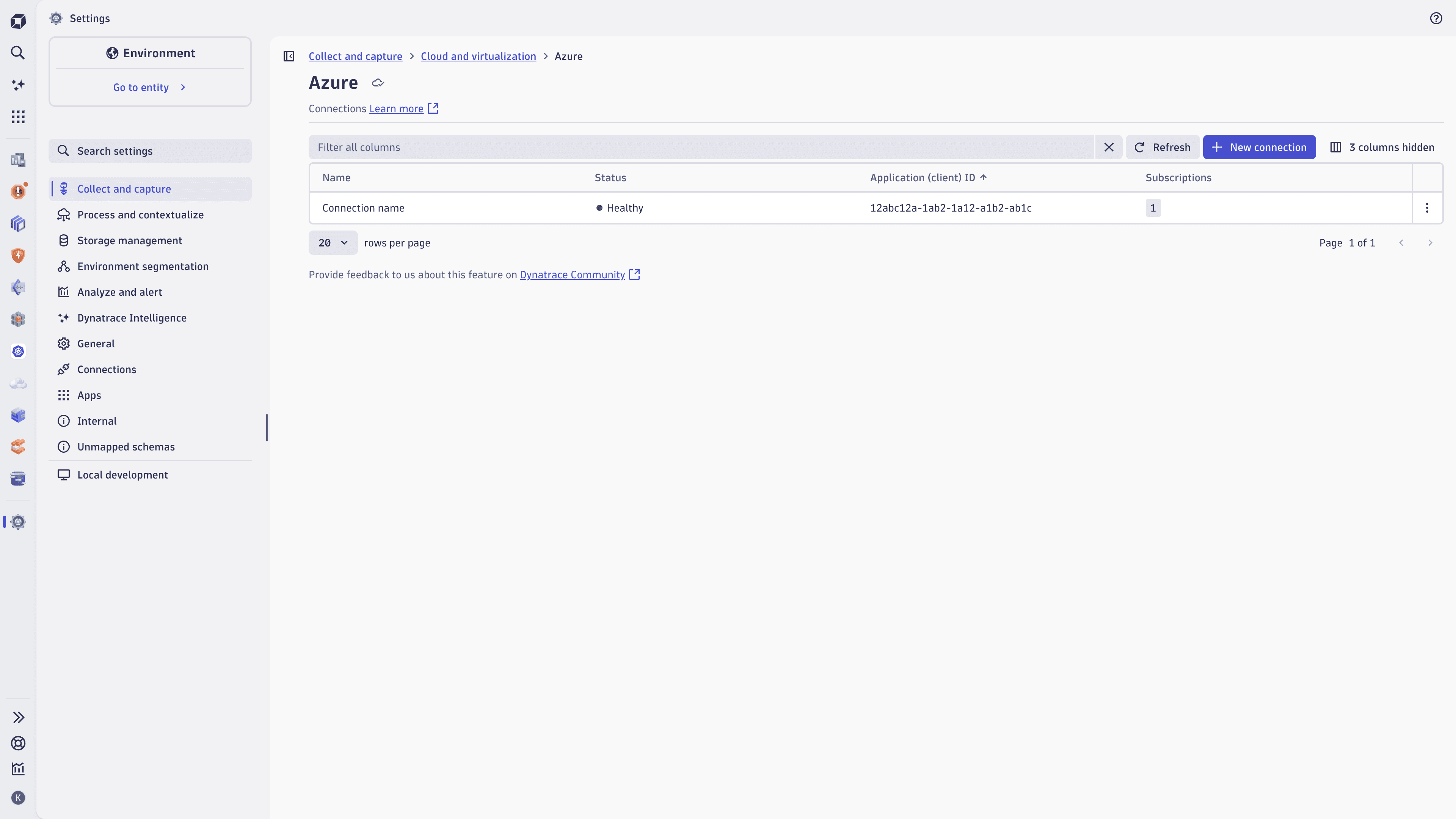 Settings app - Azure connections