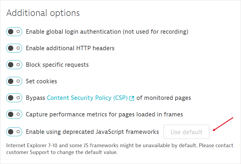 Support for deprecated JS frameworks