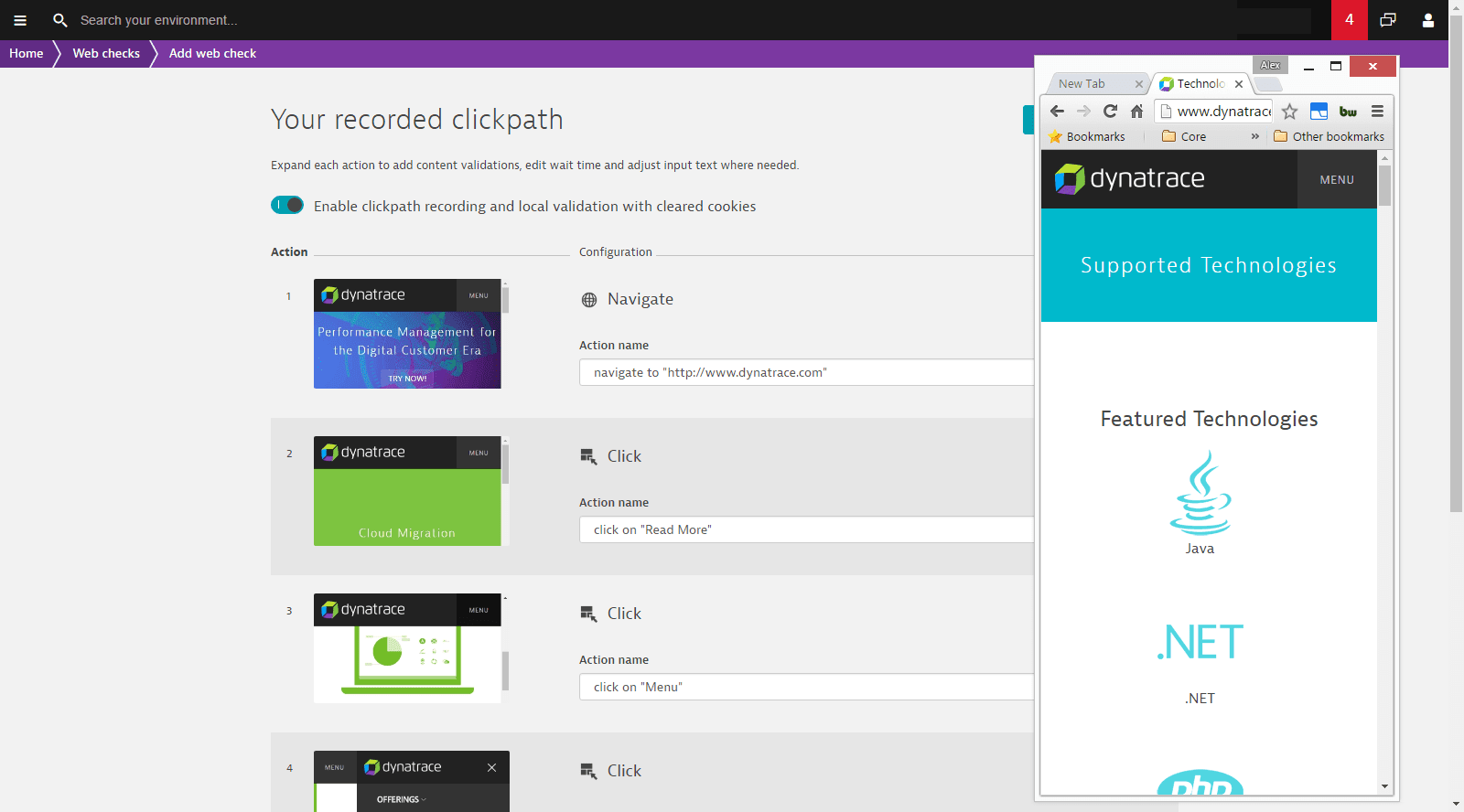 Simply record your clickpaths for business transactions, including login forms.