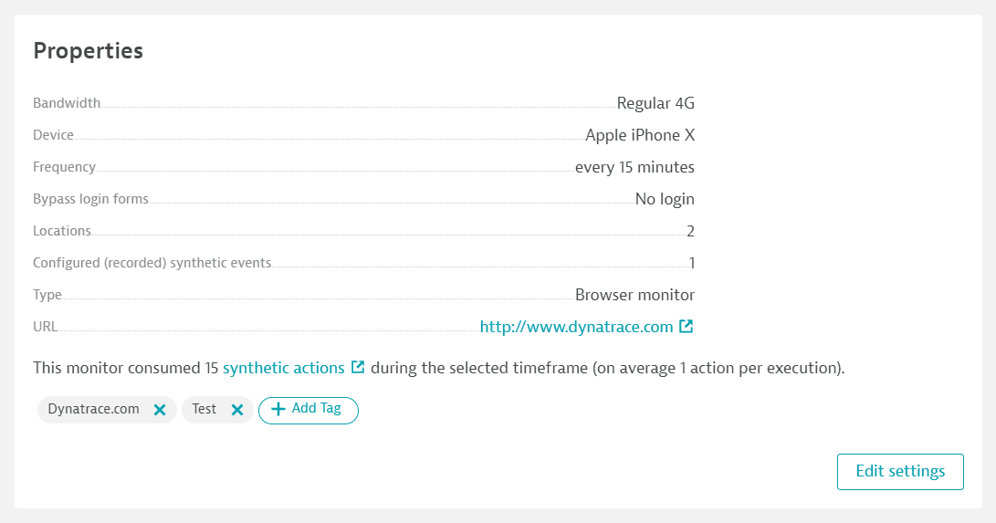 Browser monitor properties