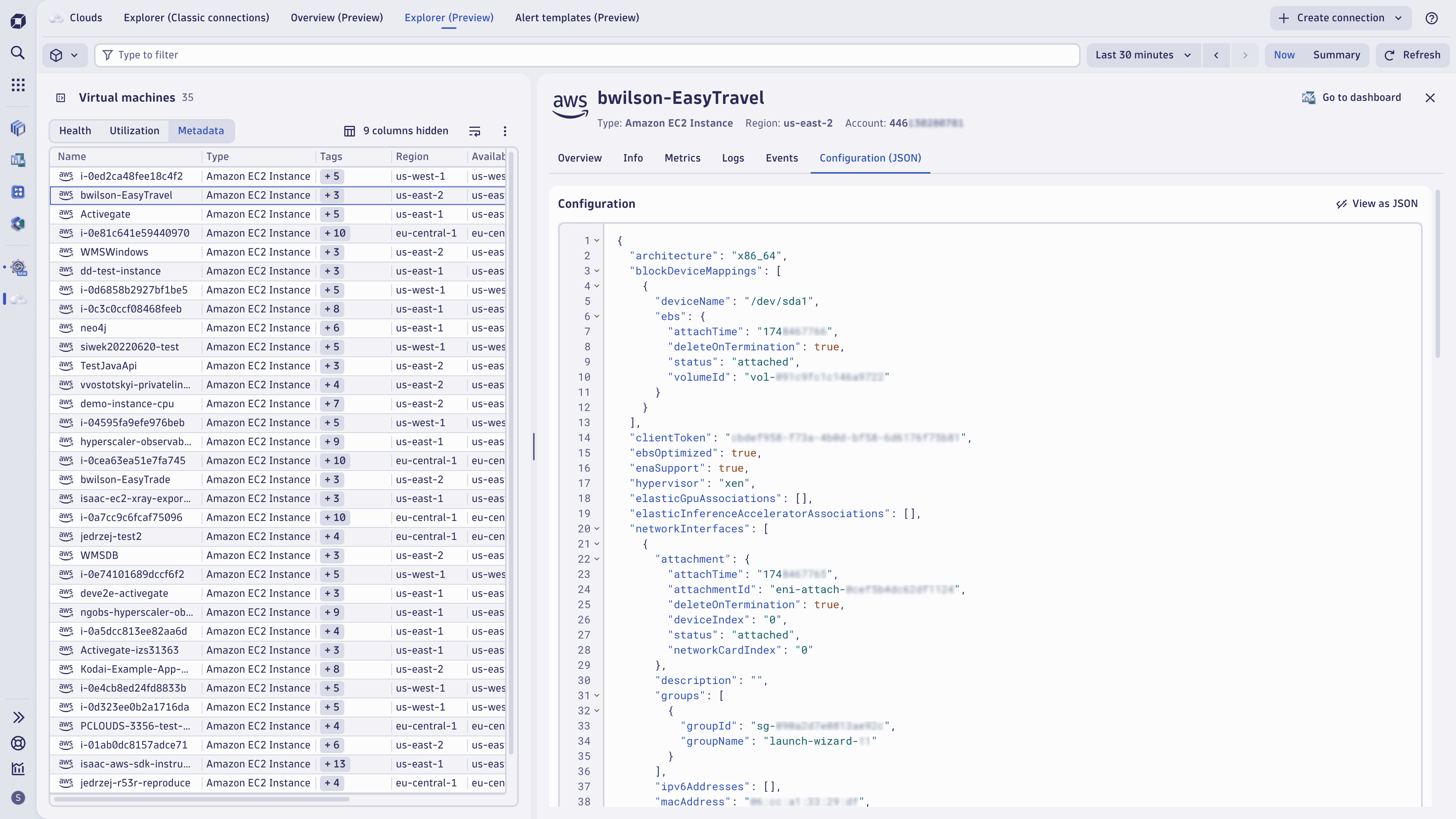 Clouds app - Explorer (Preview) - details view - configuration