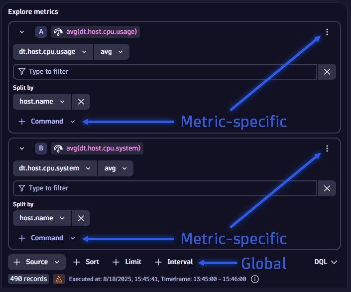 Command scope in explore data