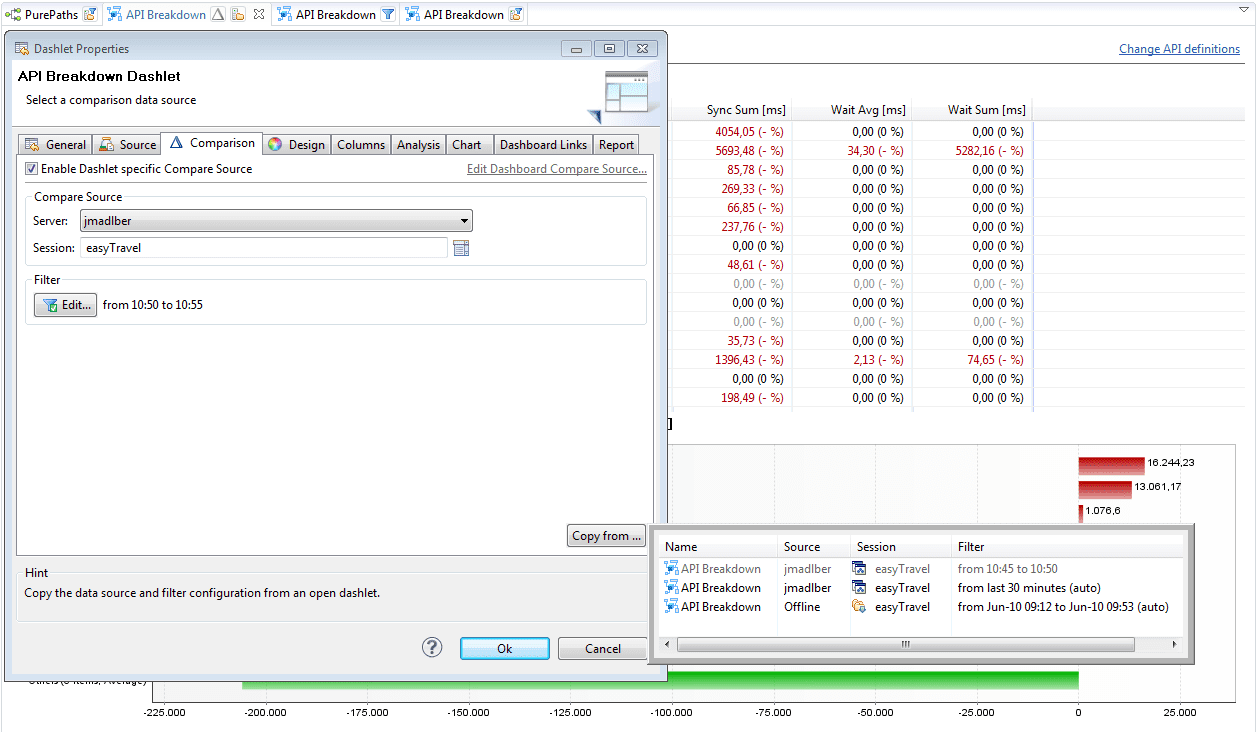 Copying Comparison Settings