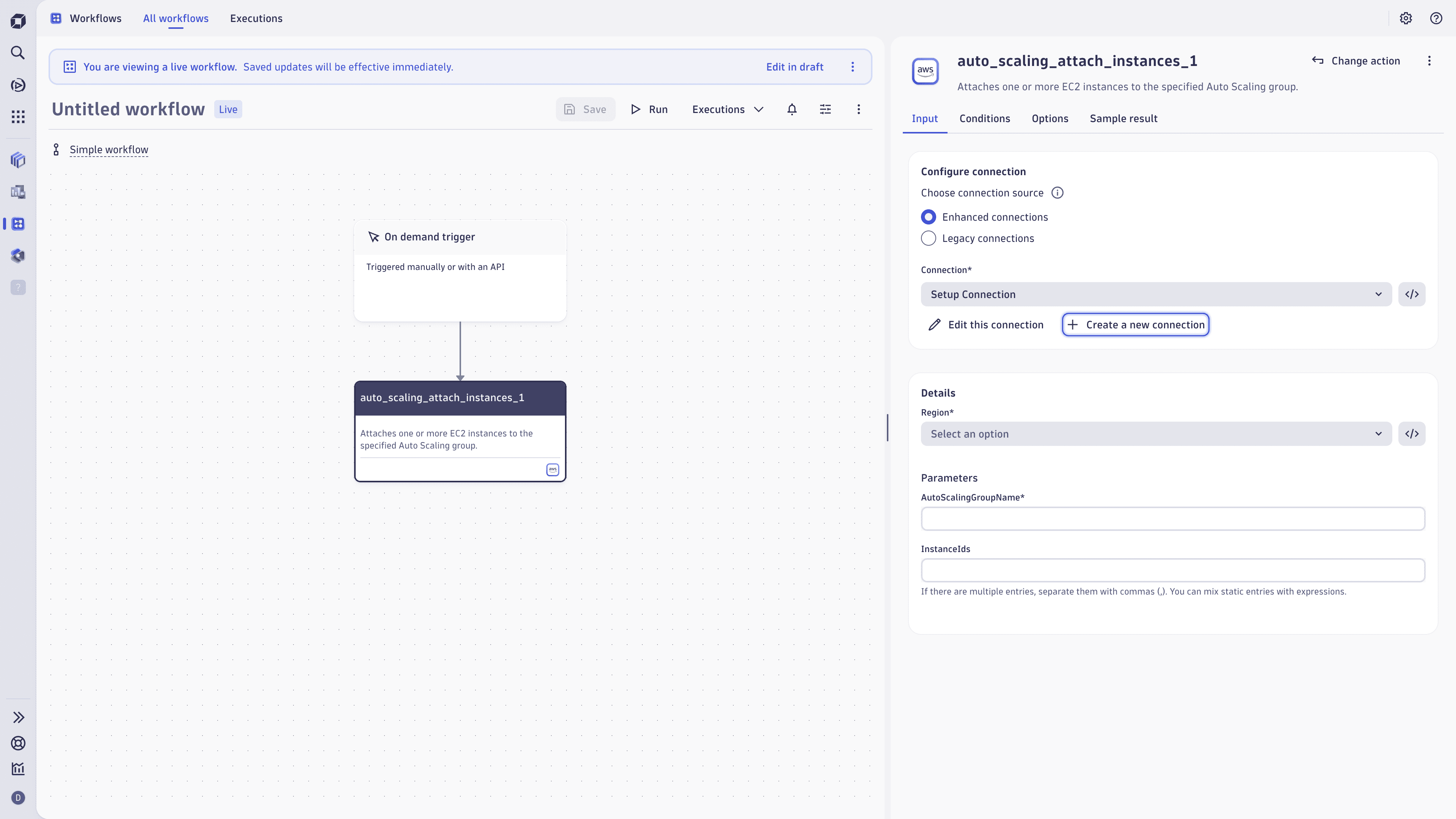 Creating a new connection using the new schema.