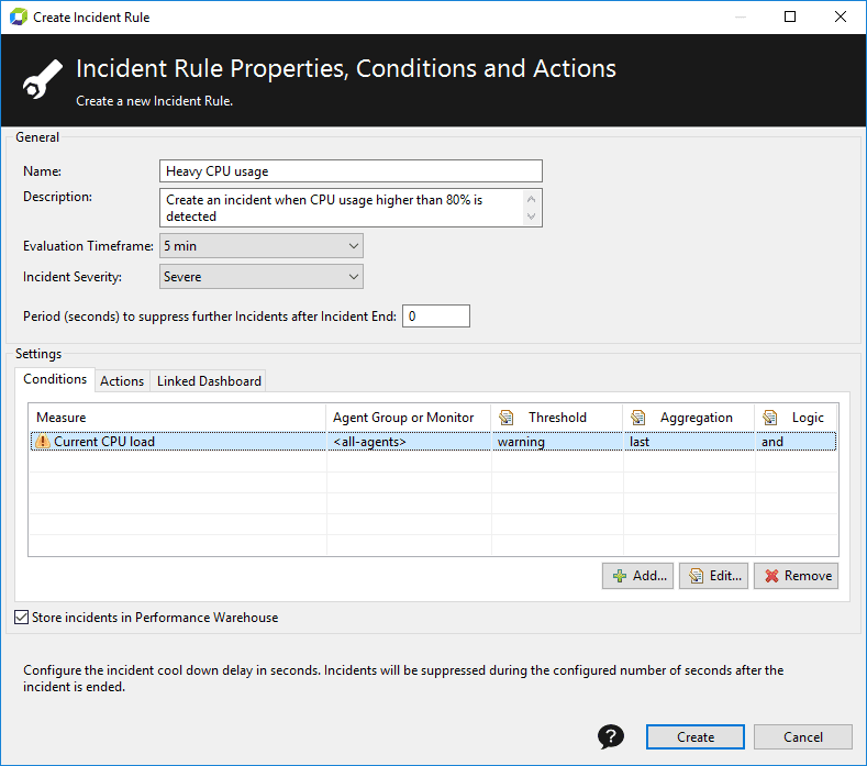 Incident rule configuration