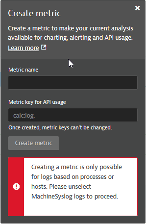 Create metric panel for Log Monitoring with Host - Process conflict