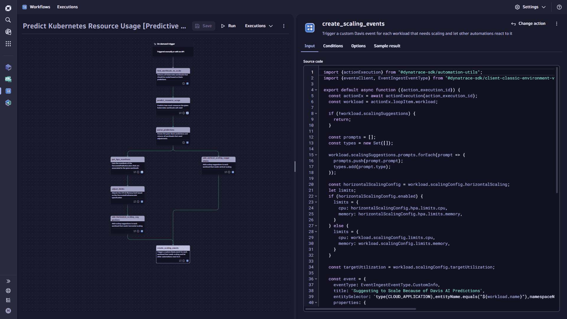 Use case: Predictive Autoscaling for Kubernetes Workloads - Predict Kubernetes resources usage workflow - create scaling event