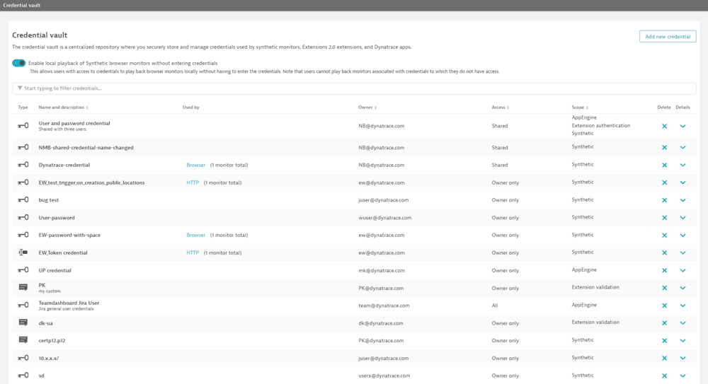 Credential vault — Dynatrace Docs