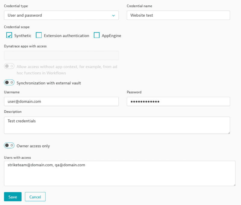 Credential vault — Dynatrace Docs