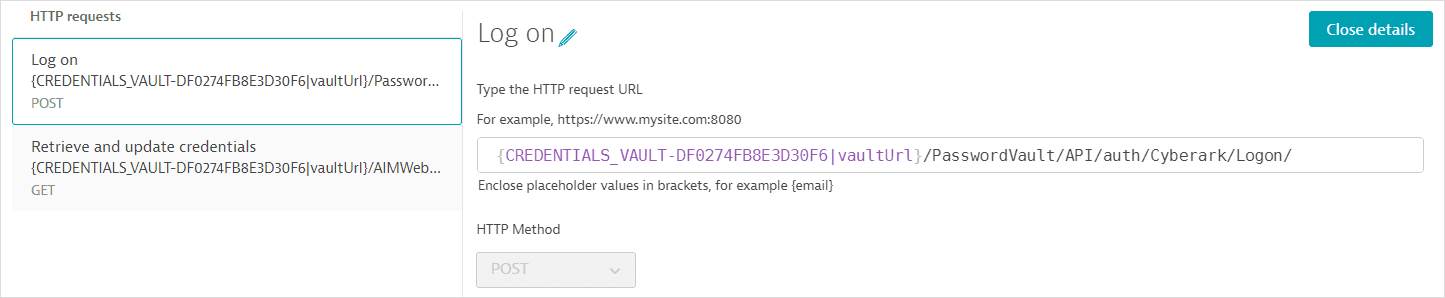 CyberArk Vault request 1 URL