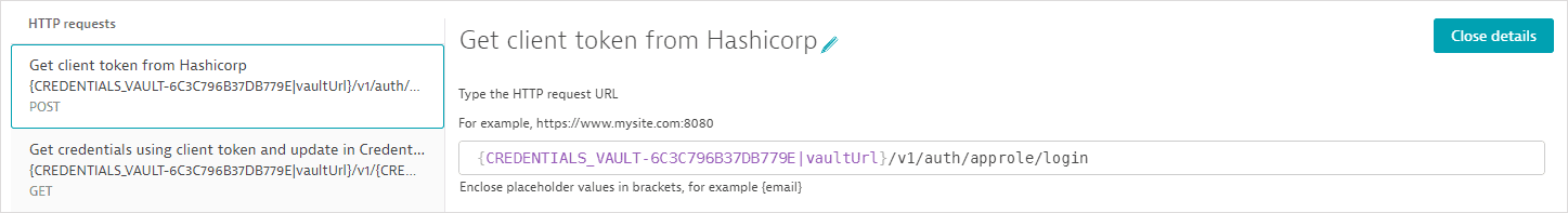 HashiCorp AppRole request 1 URL